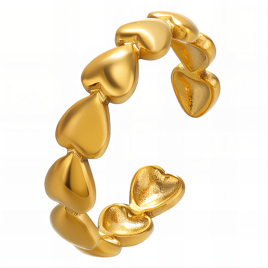 18K gold plated Stainless steel  Hearts finger ring, Intensity 88477-0