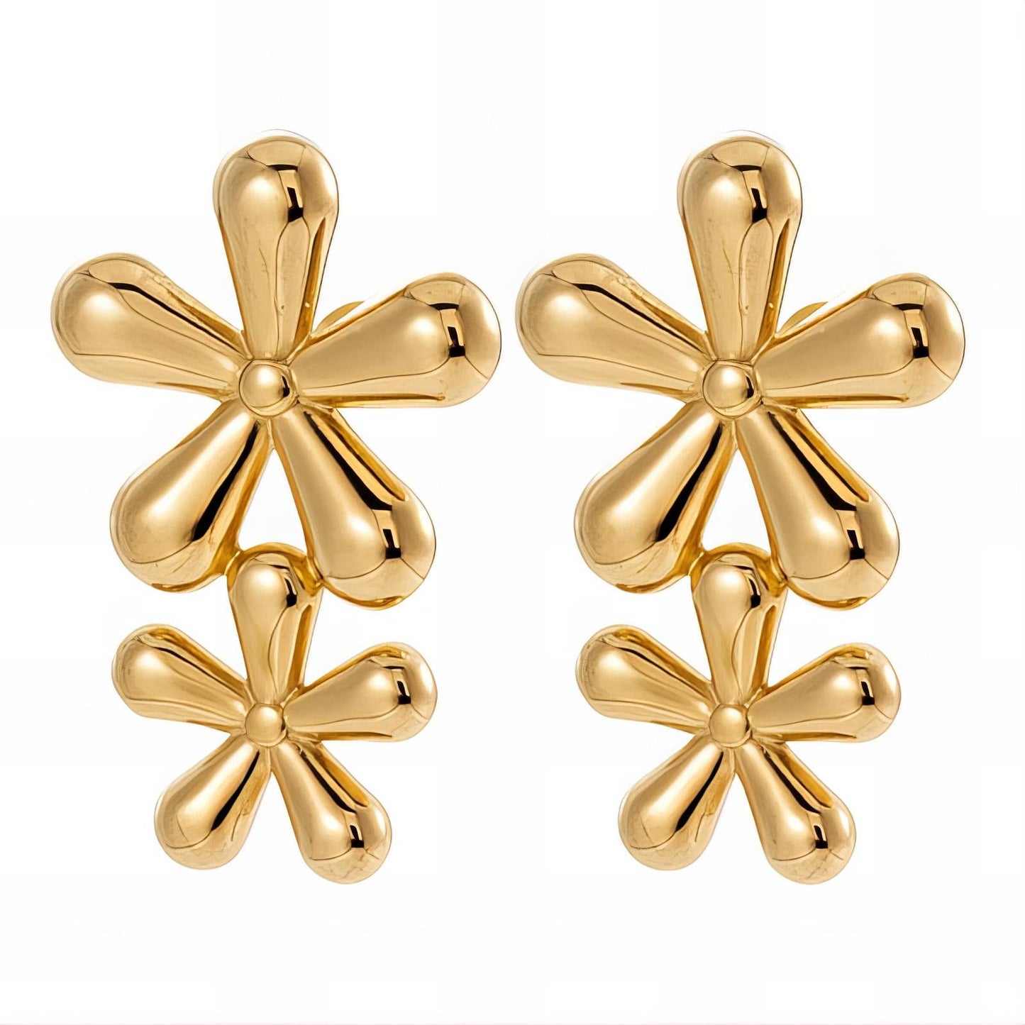 18K gold plated Stainless steel  Flowers earrings, Intensity 88560-0