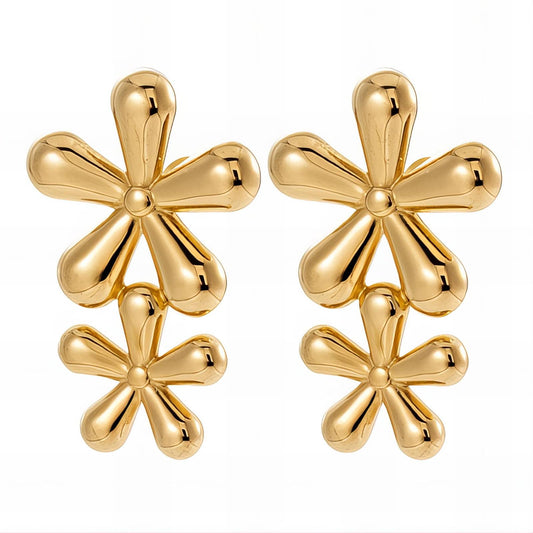 18K gold plated Stainless steel  Flowers earrings, Intensity 88560-0
