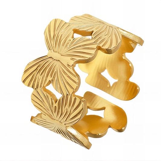 18K gold plated Stainless steel  Butterflies finger ring, Intensity 88562-0