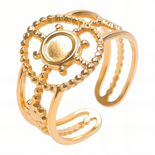 18K gold plated Stainless steel  Flowers finger ring, Intensity 88605-0-7