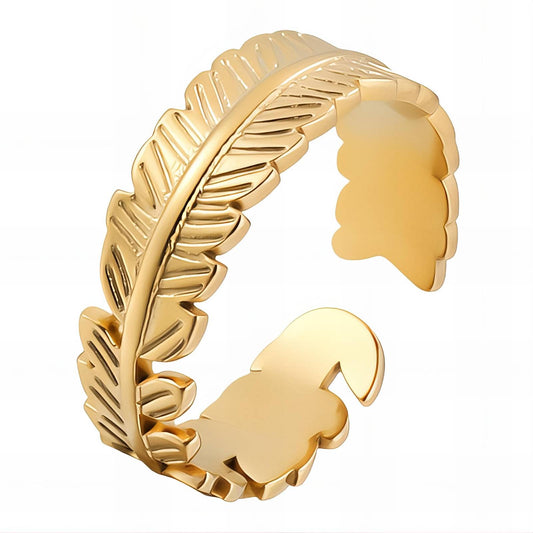 18K gold plated Stainless steel  Leaf finger ring, Intensity 88620-0
