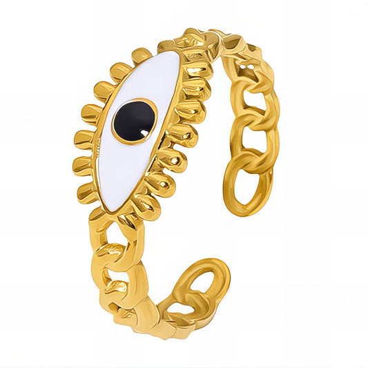18K gold plated Stainless steel  Evil Eye finger ring, Intensity 88652-0
