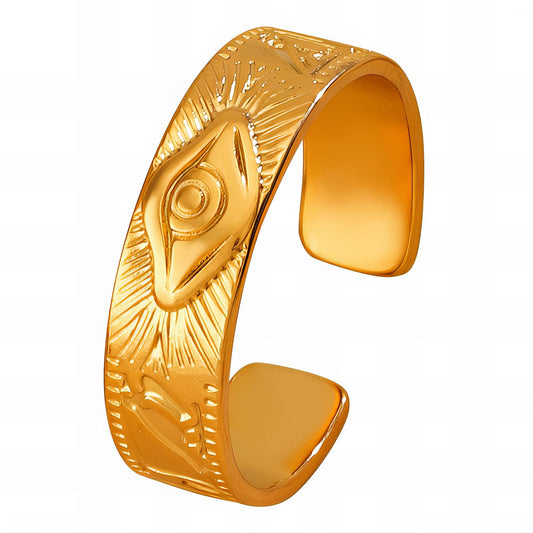 18K gold plated Stainless steel  Evil Eye finger ring, Intensity 88656-0