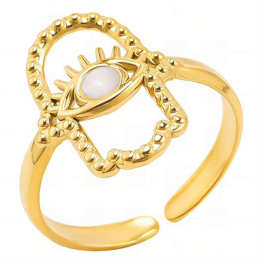 18K gold plated Stainless steel  Evil Eye finger ring, Intensity 88663-0