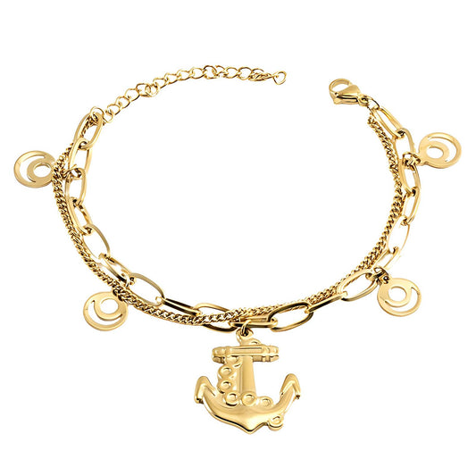 18K gold plated Stainless steel  Anchor bracelet, Intensity 89207-0