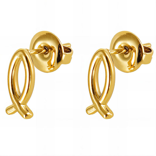 18K gold plated Stainless steel  Fishs earrings, Intensity 89268-0