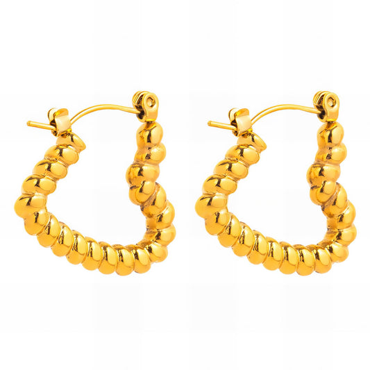 18K gold plated Stainless steel  Hearts earrings, Intensity 89304-0