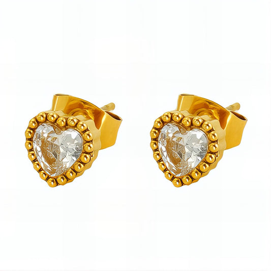 18K gold plated Stainless steel  Hearts earrings, Intensity 89312-0