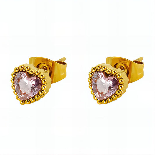 18K gold plated Stainless steel  Hearts earrings, Intensity 89313-0