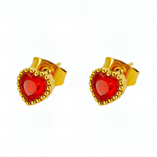 18K gold plated Stainless steel  Hearts earrings, Intensity 89314-0