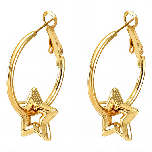 18K gold plated Stainless steel  Stars earrings, Intensity 89337-0