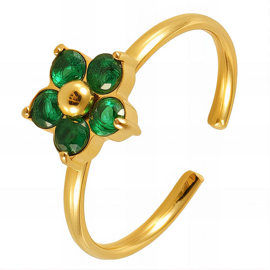 18K gold plated Stainless steel  Flower finger ring, Intensity 89353-0