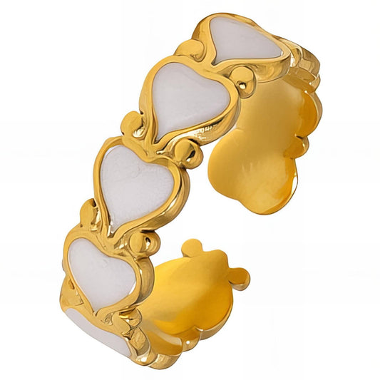 18K gold plated Stainless steel  Hearts finger ring, Intensity 89410-0