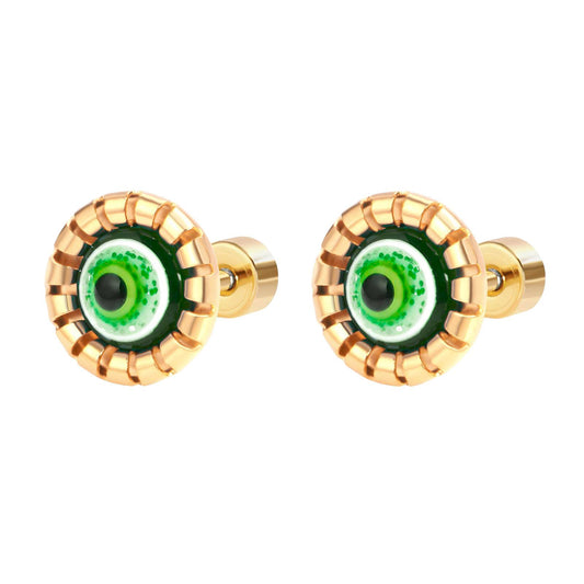 18K gold plated Stainless steel  Evil Eye earrings, Intensity 89528-0