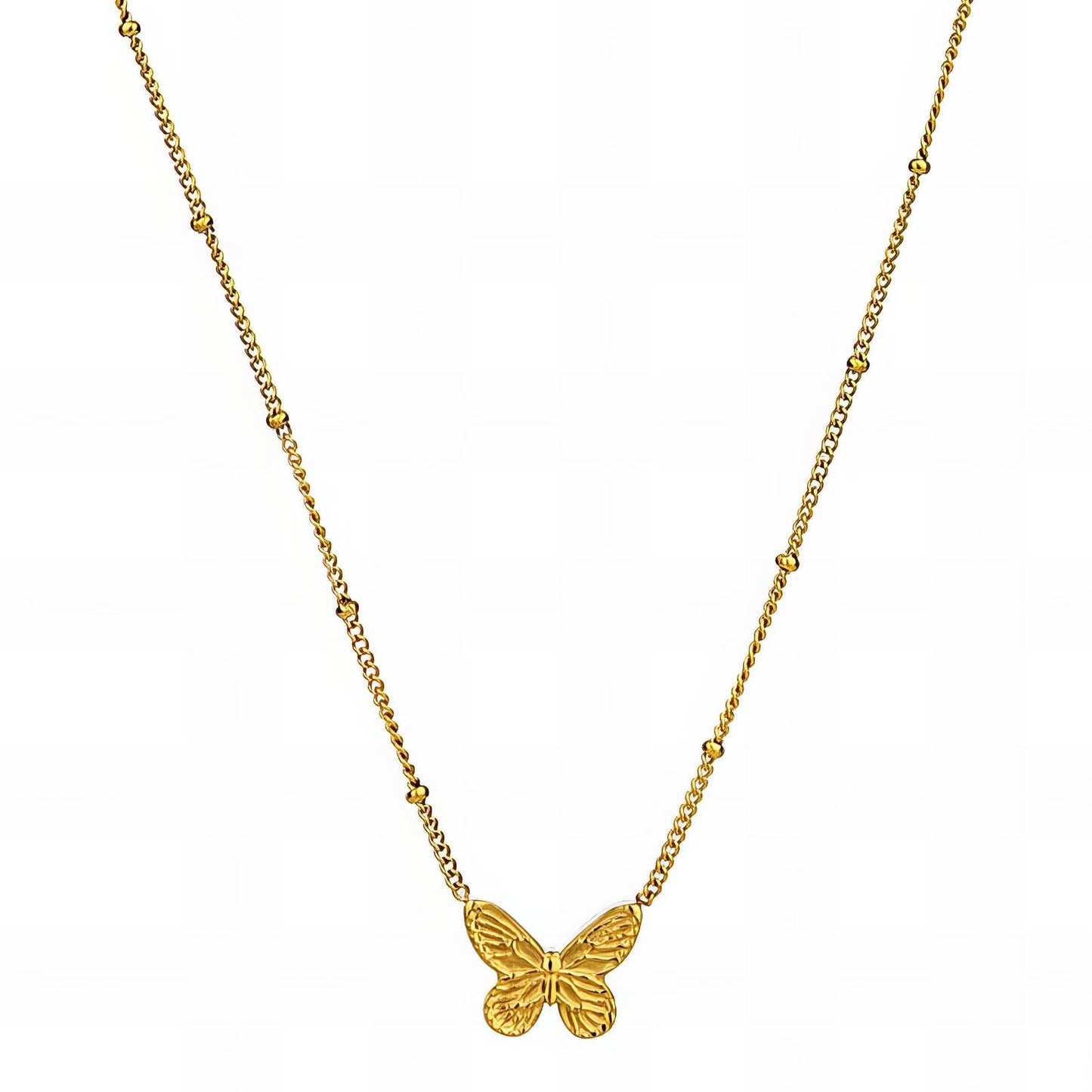 18K gold plated Stainless steel  butterfly necklace, Intensity 89644-0