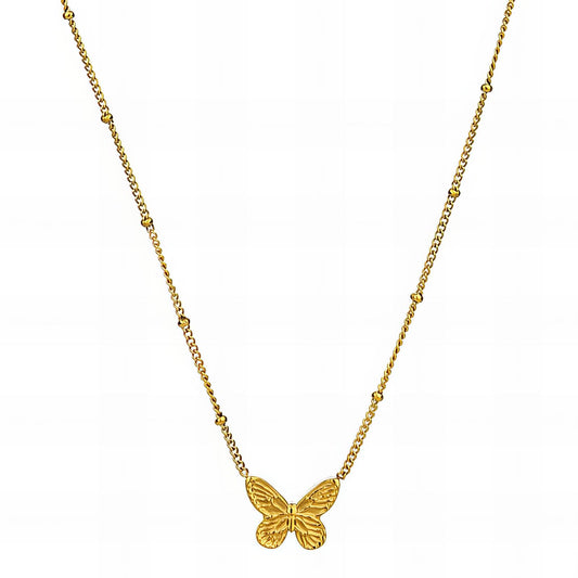 18K gold plated Stainless steel  butterfly necklace, Intensity 89644-0