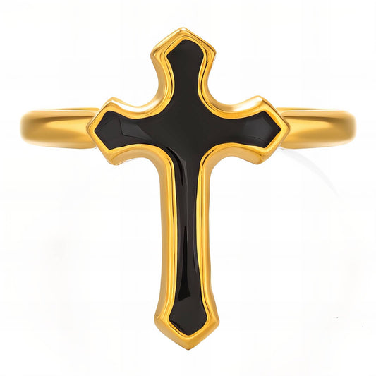 18K gold plated Stainless steel  Crosses finger ring, Intensity 89689-0