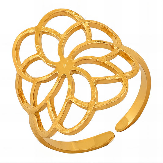 18K gold plated Stainless steel  Flower finger ring, Intensity 89734-0