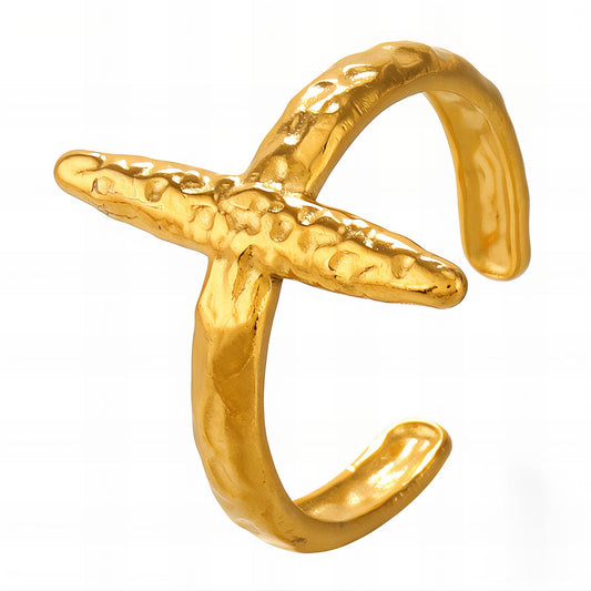 18K gold plated Stainless steel  Crosses finger ring, Intensity 89758-0
