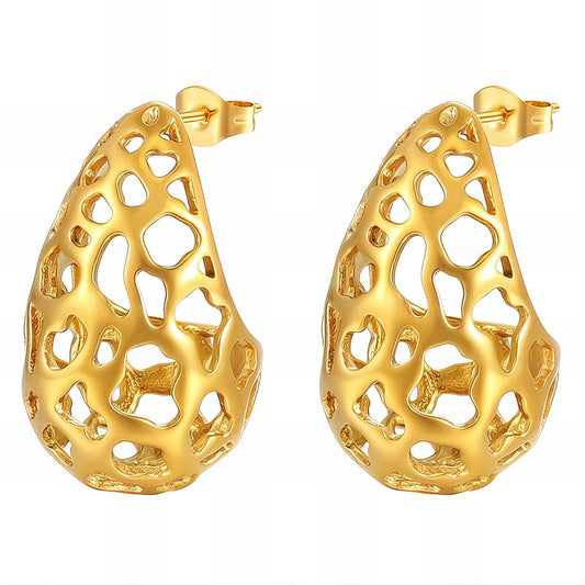 18K gold plated Stainless steel  Teardrops earrings, Intensity 89798-0