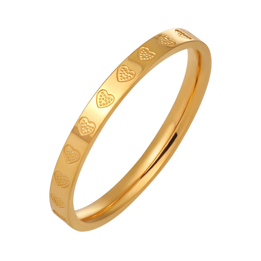 18K gold plated Stainless steel  Hearts finger ring, Intensity 89921-0-9