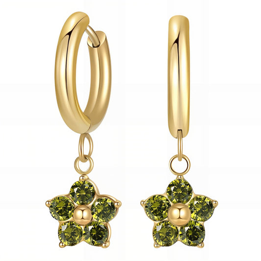18K gold plated Stainless steel  Flower earrings, Intensity 90013-0