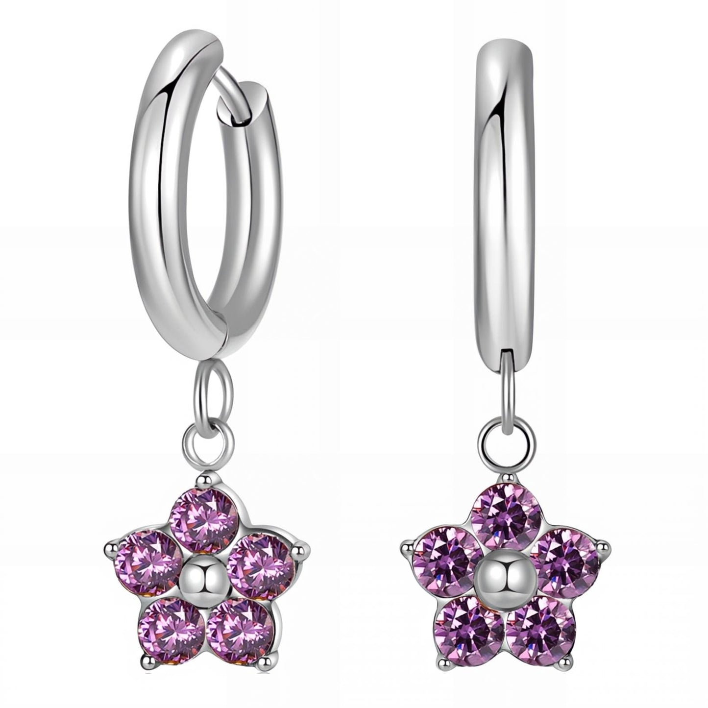Stainless steel  Flowers earrings, Intensity 90015-0