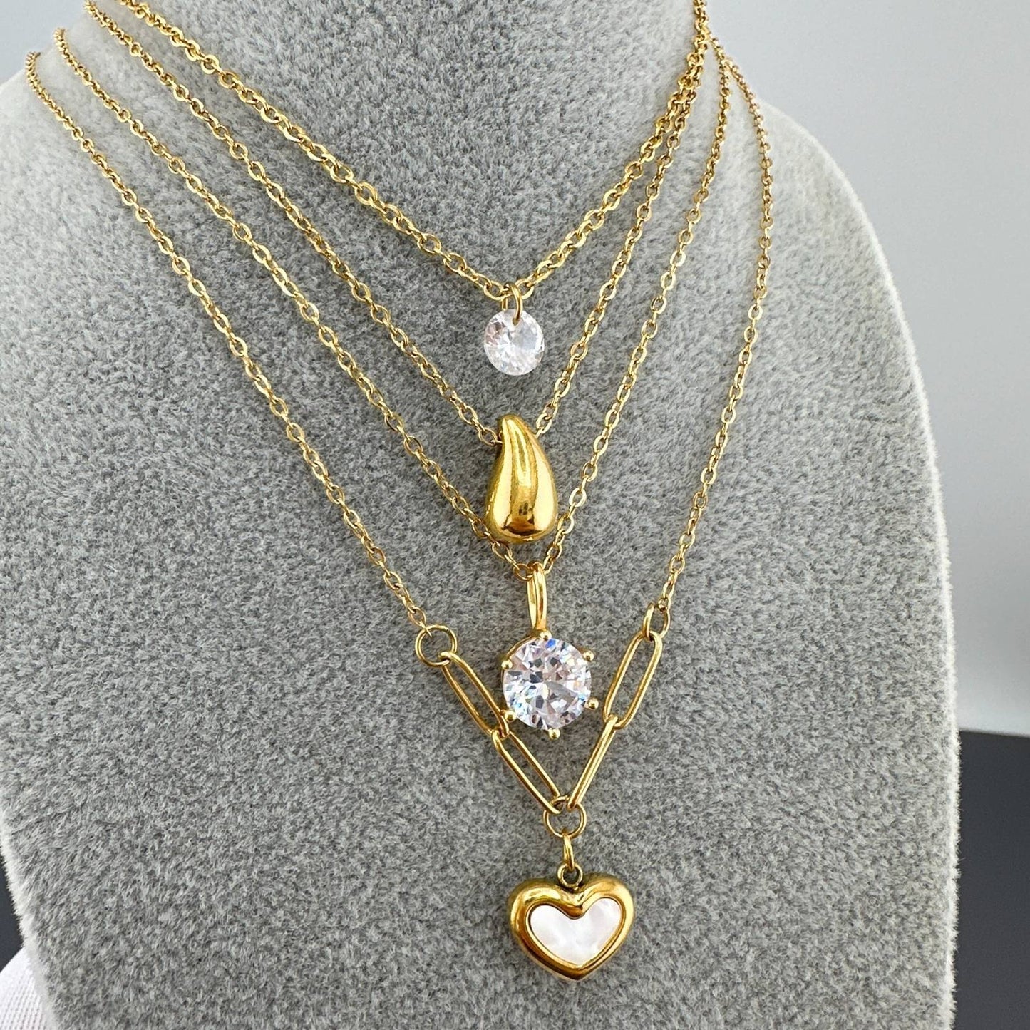 18K gold plated Stainless steel  Hearts necklace, Intensity 87875-0