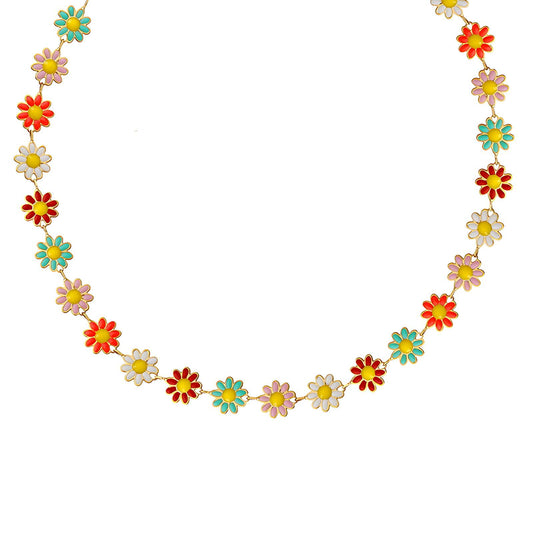 18K gold plated Stainless steel  Flowers necklace, Intensity 87565-0