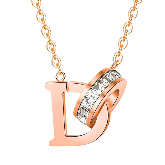 18K gold plated Stainless steel  Letter D necklace, Intensity 88337-0